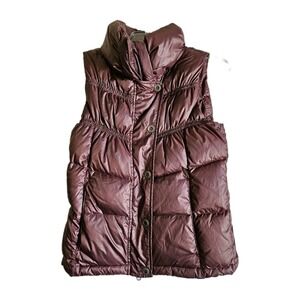 Prana Down Puffer Vest Women's Size XS Wine Full Zip Snap Pockets 124977 EUC